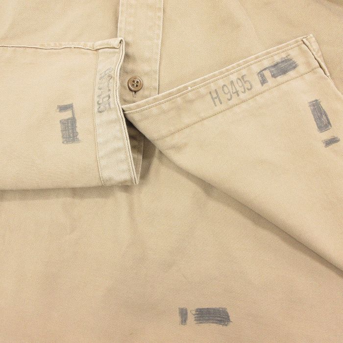 M/古着 長袖 ビンテージ ミリタリー シャツ メンズ 50s マチ付き ベージュ カーキ 25oct22 中古 トップス_画像6