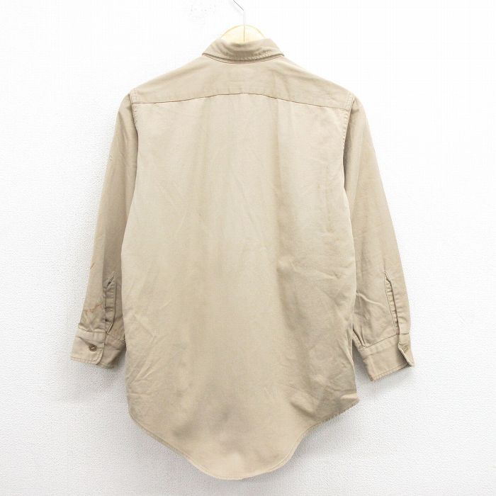 M/古着 長袖 ビンテージ ワーク シャツ メンズ 60s コットン ベージュ カーキ 25oct22 中古 トップス_画像2