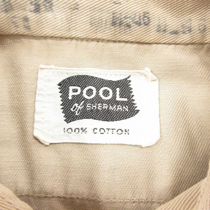 M/古着 長袖 ビンテージ ワーク シャツ メンズ 60s コットン ベージュ カーキ 25oct22 中古 トップス_画像4