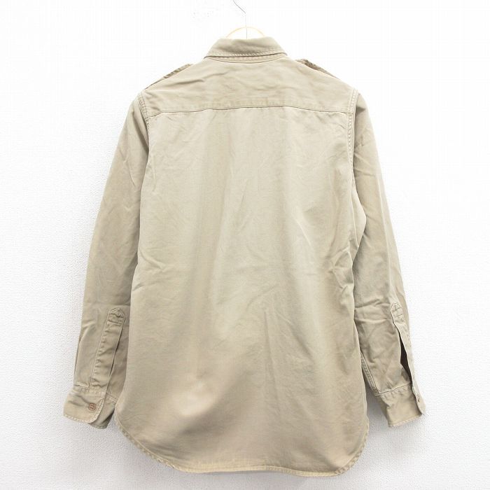 M/古着 長袖 ビンテージ ミリタリー シャツ メンズ 50s コットン ベージュ カーキ 25oct22 中古 トップス_画像2
