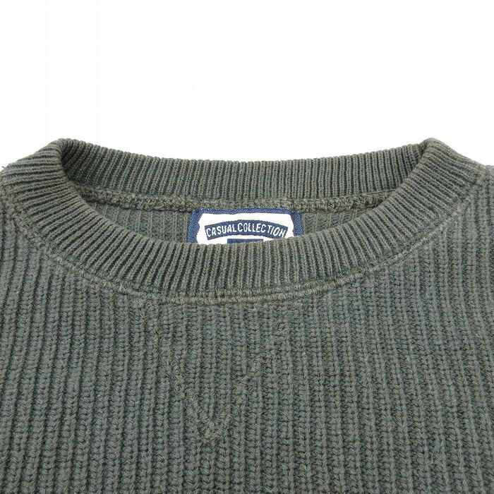 XL/古着 リー Lee 長袖 セーター メンズ 90s SATRUN 大きいサイズ コットン クルーネック 濃緑 グリーン 25oct22 中古 ニット トップス_画像7