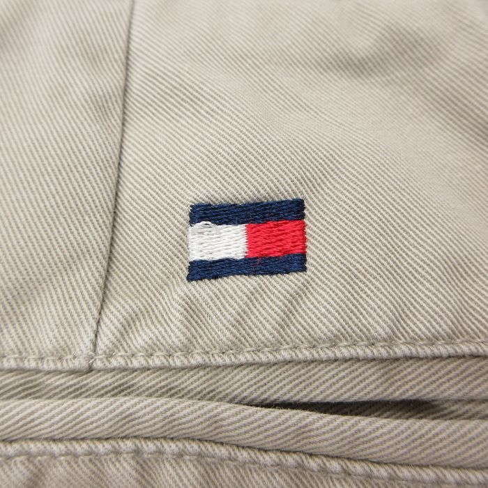 W34/古着 トミーヒルフィガー ブランド チノ パンツ チノパン メンズ ワンポイントロゴ コットン ベージュ カーキ 25oct22 中古 ボトムス_画像4