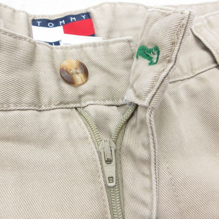 W34/古着 トミーヒルフィガー ブランド チノ パンツ チノパン メンズ ワンポイントロゴ コットン ベージュ カーキ 25oct22 中古 ボトムス_画像5
