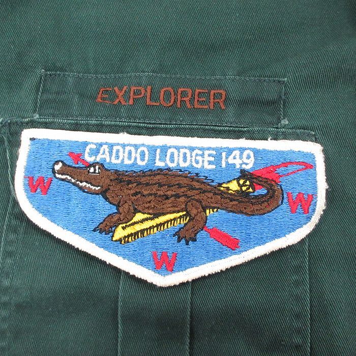 M/古着 長袖 ビンテージ ボーイスカウト シャツ メンズ 70s ワニ 緑 グリーン 25oct18 中古 トップス_画像3