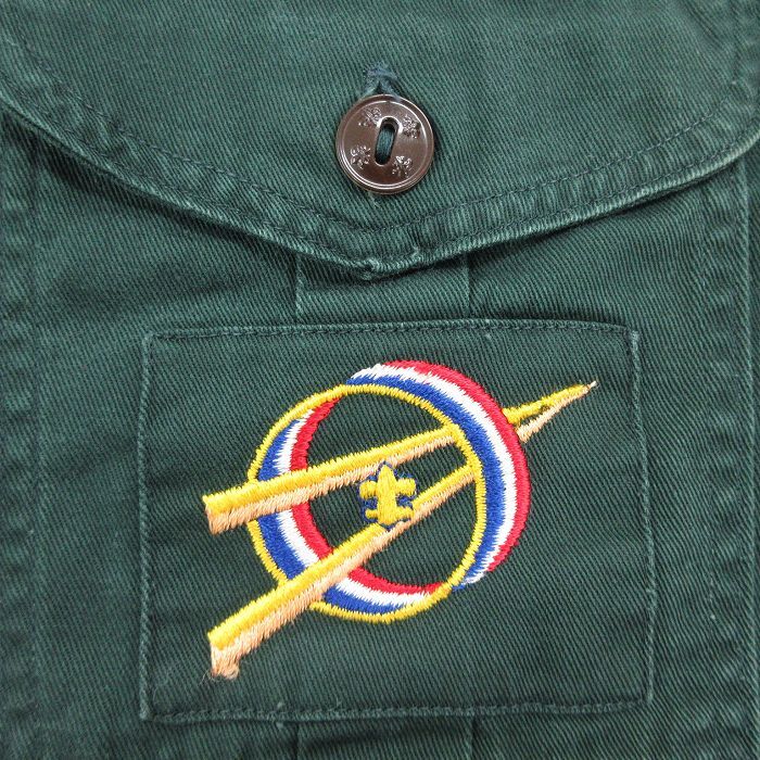 M/古着 長袖 ビンテージ ボーイスカウト シャツ メンズ 70s ワニ 緑 グリーン 25oct18 中古 トップス_画像4