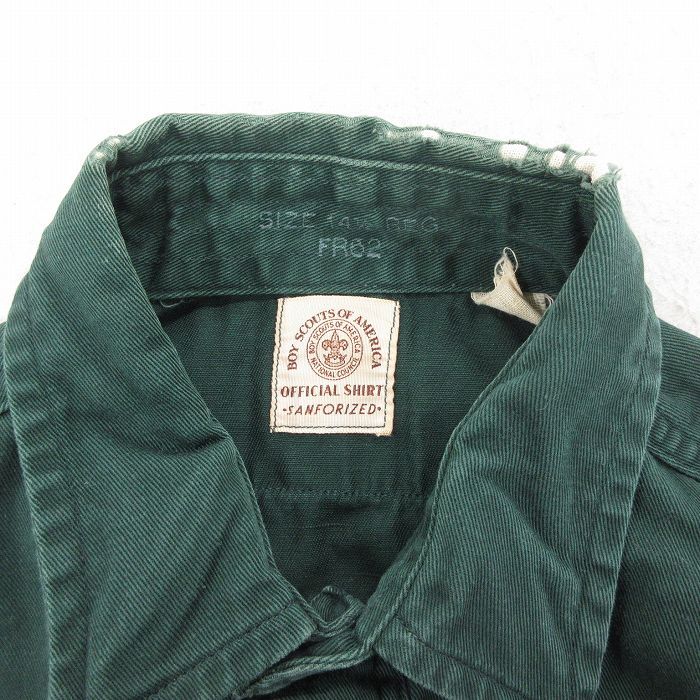 M/古着 長袖 ビンテージ ボーイスカウト シャツ メンズ 70s ワニ 緑 グリーン 25oct18 中古 トップス_画像7