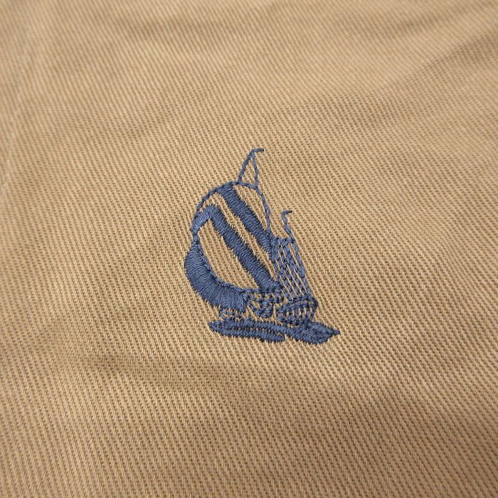 XL/古着 ノーティカ 長袖 ブランド シャツ メンズ 90s ワンポイントロゴ 大きいサイズ ロング丈 コットン ボタンダウン 濃ベージュ カーキ_画像3