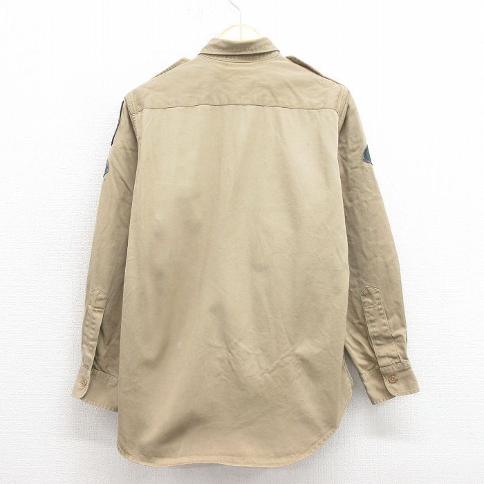 M/古着 長袖 ビンテージ ミリタリー シャツ メンズ 50s コットン ベージュ カーキ 25oct22 中古 トップス_画像2