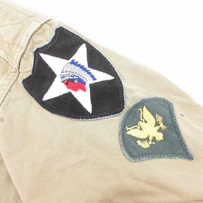 M/古着 長袖 ビンテージ ミリタリー シャツ メンズ 50s コットン ベージュ カーキ 25oct22 中古 トップス_画像3