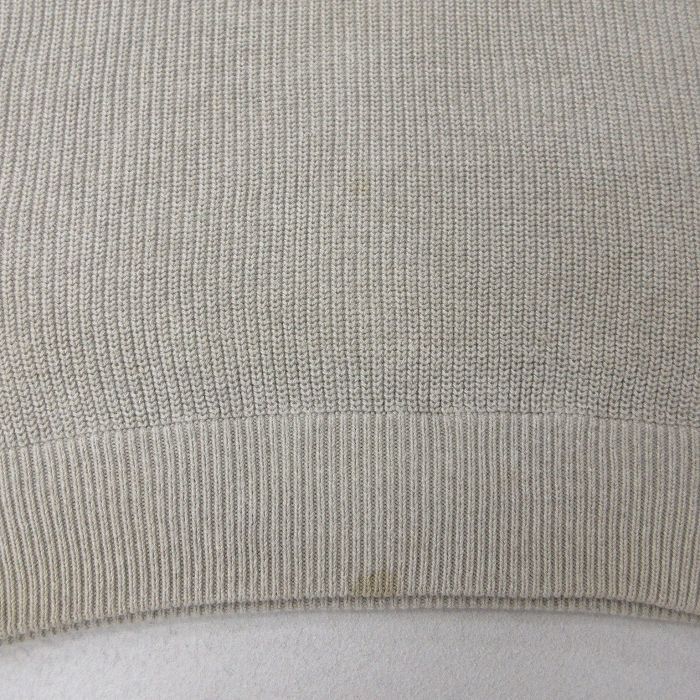 M/古着 エディーバウアー 長袖 セーター メンズ 無地 コットン ヘンリーネック ベージュ系 カーキ 25oct21 中古 ニット トップス_画像4