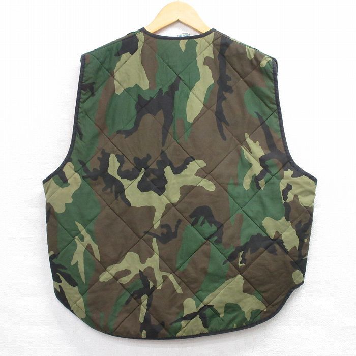 L/古着 エンパイア キルティング ベスト メンズ 80s ウッドランド 緑 グリーン 迷彩 25oct24 中古 アウター_画像2