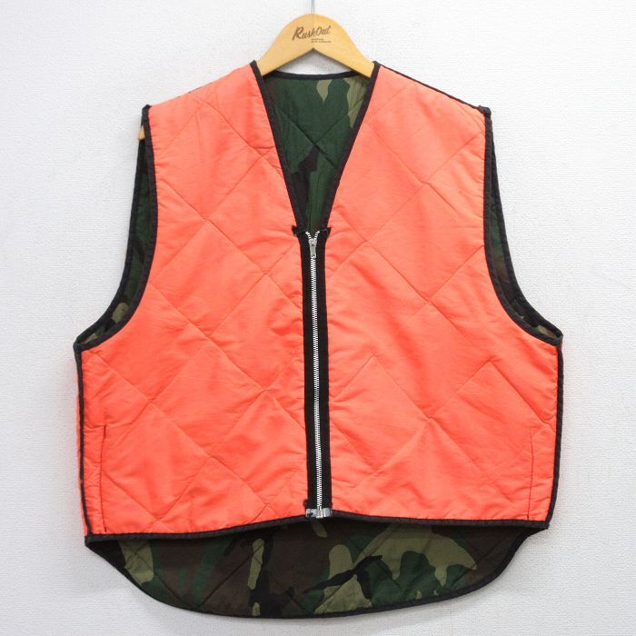 L/古着 エンパイア キルティング ベスト メンズ 80s ウッドランド 緑 グリーン 迷彩 25oct24 中古 アウター_画像3