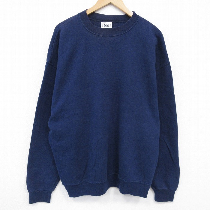 XL/古着 リー Lee 長袖 スウェット メンズ 00s 無地 大きいサイズ クルーネック 紺 ネイビー 25oct27 中古 スエット トレーナー トップス_画像1