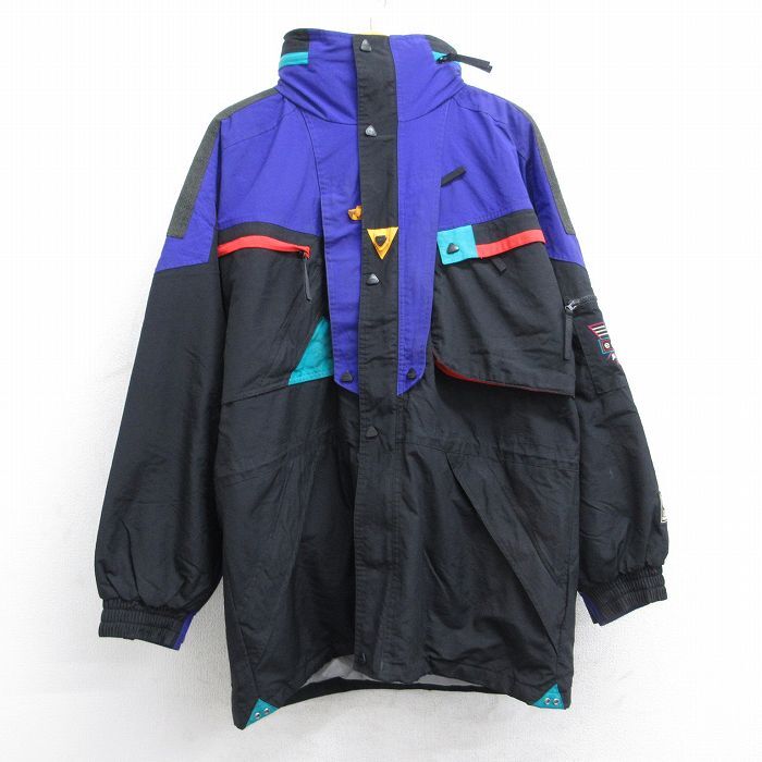 L/古着 ヘリーハンセン 長袖 ナイロン ジャケット メンズ シンサレート エキップ ロング丈 黒他 ブラック 内側メッシュ 25oct28 中古 アウ_画像1