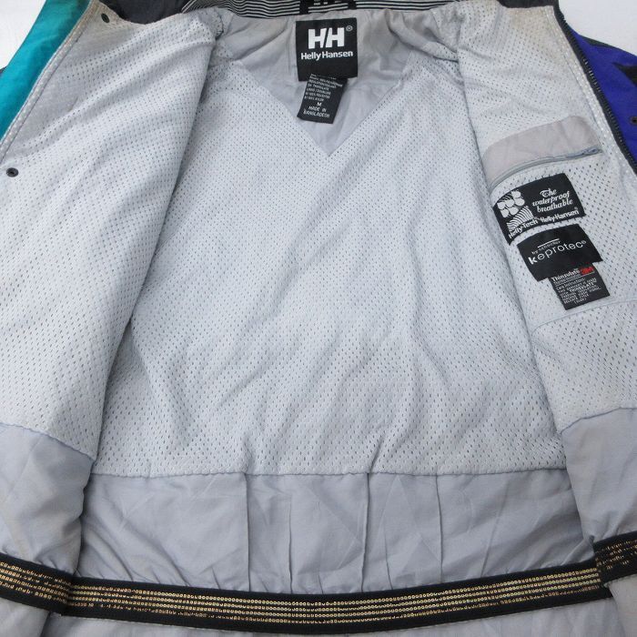 L/古着 ヘリーハンセン 長袖 ナイロン ジャケット メンズ シンサレート エキップ ロング丈 黒他 ブラック 内側メッシュ 25oct28 中古 アウ_画像3