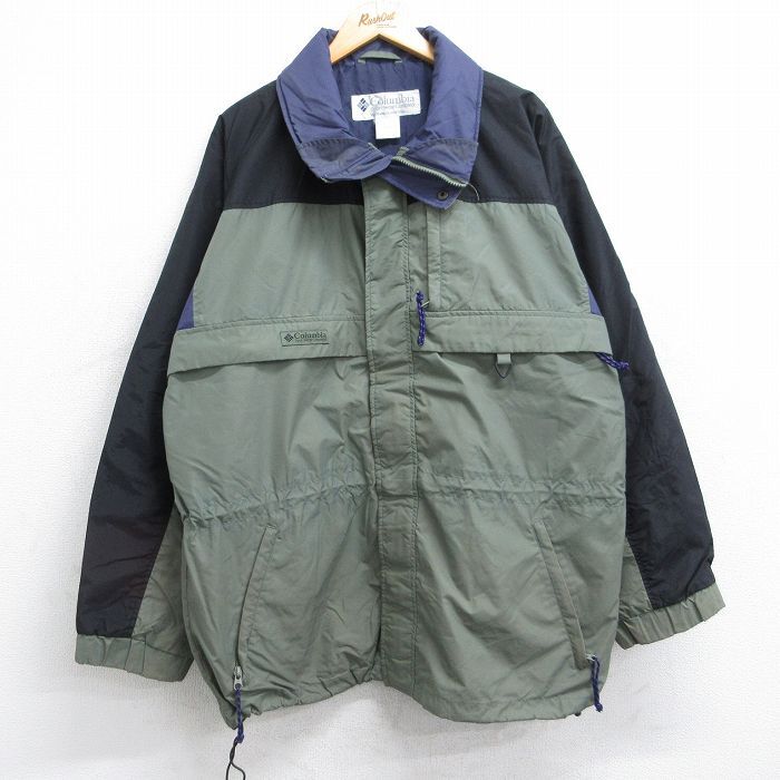 XL/古着 コロンビア 長袖 ナイロン ジャケット メンズ 90s Gizzmo ロング丈 濃緑他 グリーン 25oct28 中古 アウター_画像1