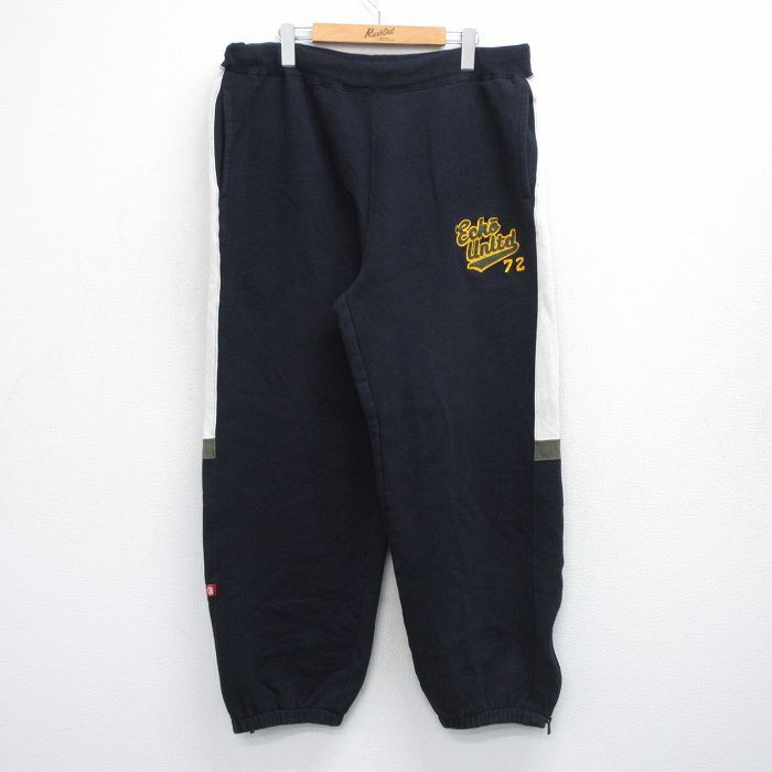 W39/古着 エコー ECKO スウェット パンツ メンズ ワンポイントロゴ 紺 ネイビー 25oct29 中古 ボトムス ロング_画像1