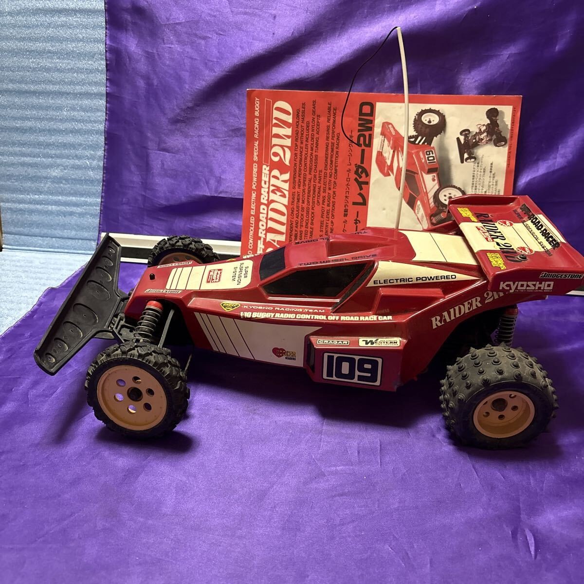 1/10 オフロードレーサー RAIDER レイダー 2WD 電動ラジオコントロール レーシング バギー 当時物 ラジコン 京商 元箱 説明などあり_画像3