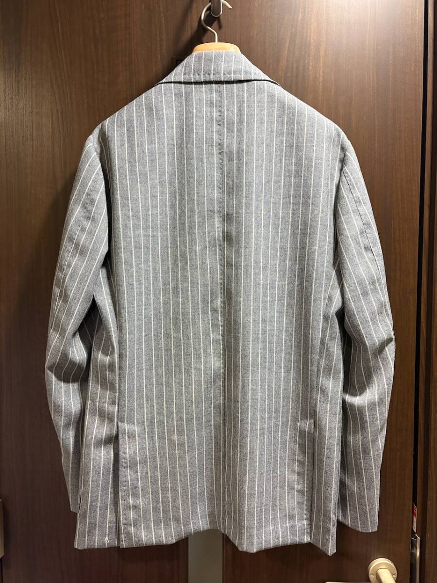 Sartorio サルトリオ ウールジャケット グレー ストライプ サブマリナー アンコン仕立 46 イタリア製 未着用_画像2