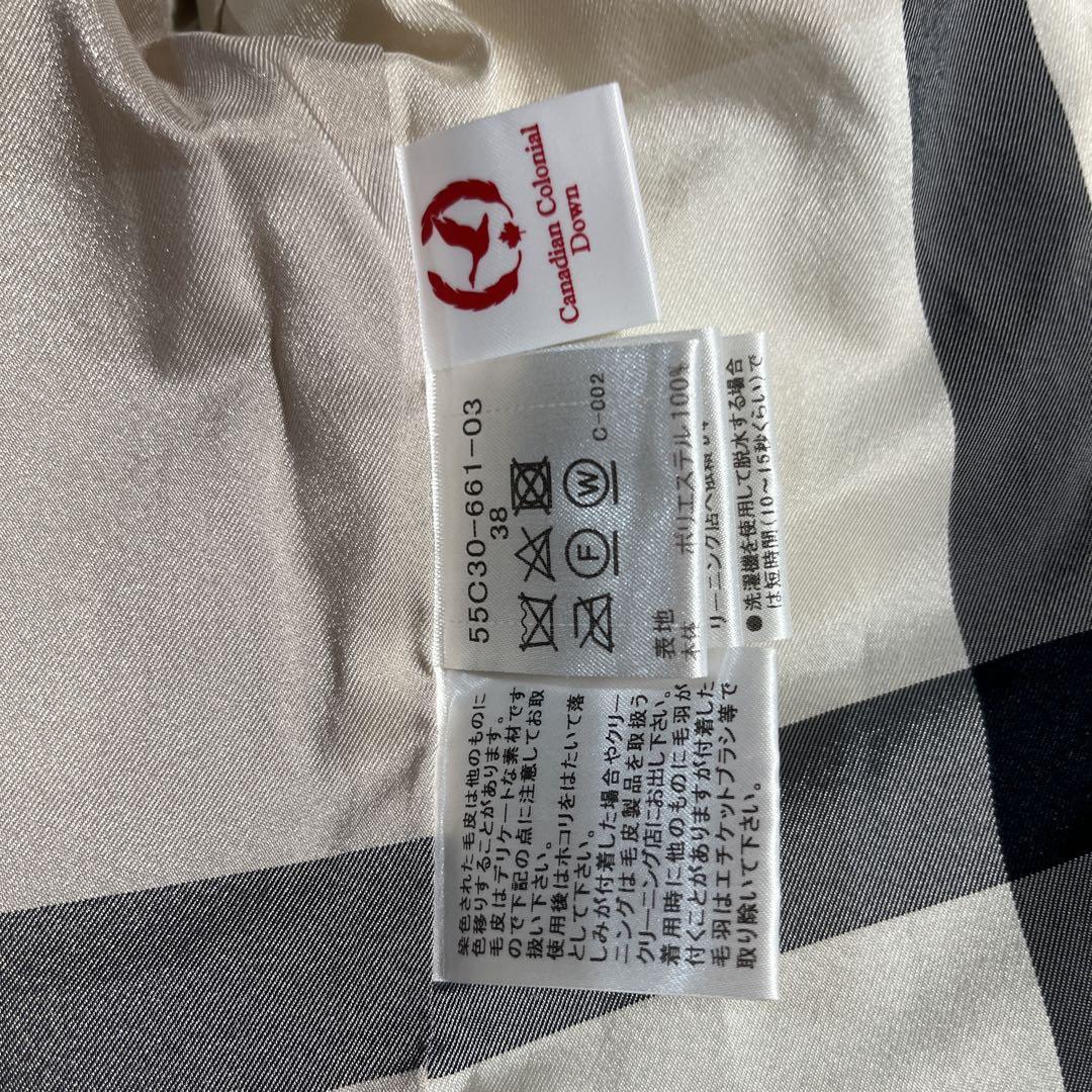 BLUE LABEL CRESTBRIDGE ブルーレーベルクレストブリッジ ダウンコート ラクーンファー 着脱可能 Aライン カナディアンダウン オフホワイト_画像5