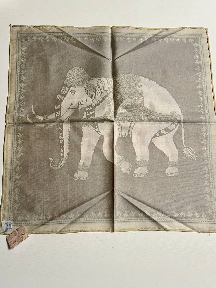 【未使用】ジム・トンプソン タイシルク スカーフ 象柄 _画像2