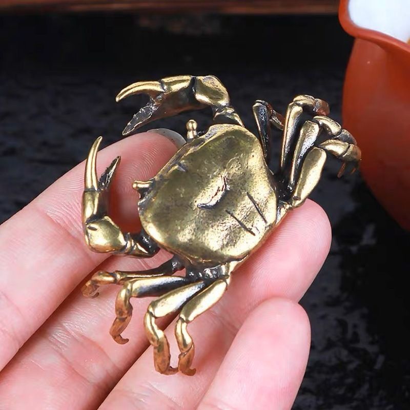 新入荷新品59g大 カニ かに 蟹茶道具 茶会 稽古 床の間 置物 置き物 蓋置 工芸 民芸 香炉 飾り ブロンズ オブジェインテリア真鍮 金属 銅_画像1