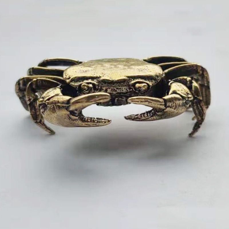 新入荷新品59g大 カニ かに 蟹茶道具 茶会 稽古 床の間 置物 置き物 蓋置 工芸 民芸 香炉 飾り ブロンズ オブジェインテリア真鍮 金属 銅_画像3