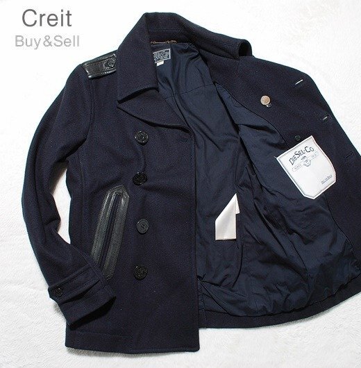 D90■良品本革パイピング/Sサイズ★DIESELディーゼルウールジャケットブルゾンpコート_画像1
