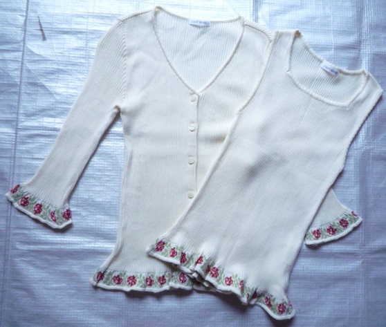 レストローズ◆綿混ツインニットアンサンブル★7分袖カーディガンとノースリーブニット ★M★9号★L'EST ROSE_画像1