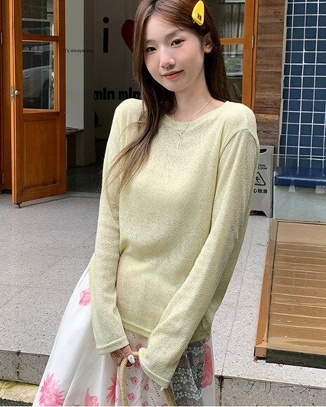 長袖Ｔシャツ 日焼け止め 切り替え 体型カバー L グリーン_画像7
