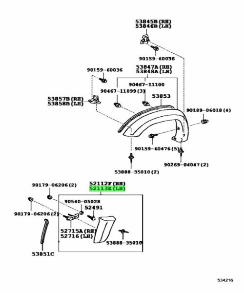 トヨタ 純正 ハイラックス サーフ フロントバンパ エクステンション LH EXTENSION FRONT BUMPER LH 52103-35901 TOYOTA 未使用 LEXUS_画像2