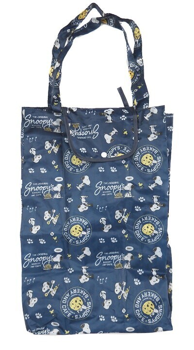 SNOOPY スヌーピー 野菜が入る 縦型 コンパクト エコバッグ ネイビー_画像2