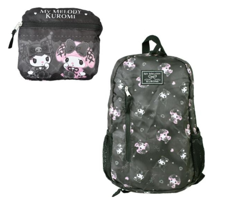 サンリオ クロミ マイメロ マイメロディ 折り畳み リュック パッカブル 黒_画像1