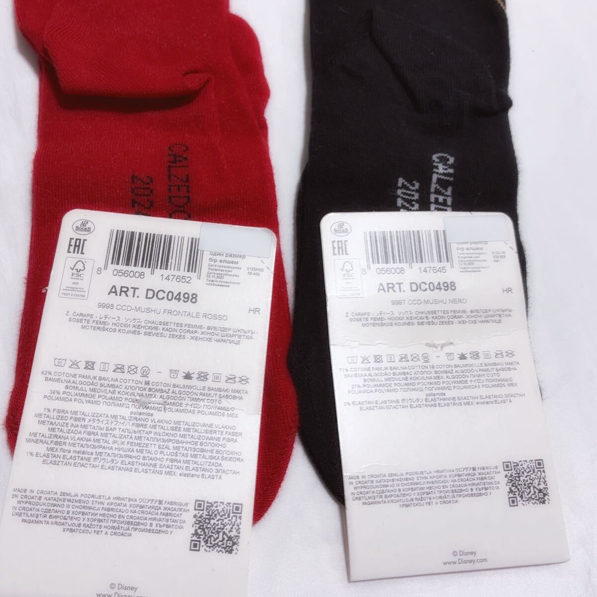 ディズニームーラン×CALZEDONIAカルツェドニア コラボ レディース靴下2枚セット ワンサイズ Disney MULAN ムーシュードラゴン龍柄ソックス_画像3