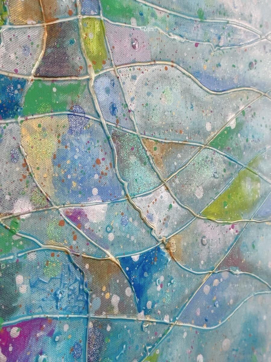 アクリル画 「みずいろのかなた」 F12号(606mm×500mm)キャンバス 現代アート_画像3