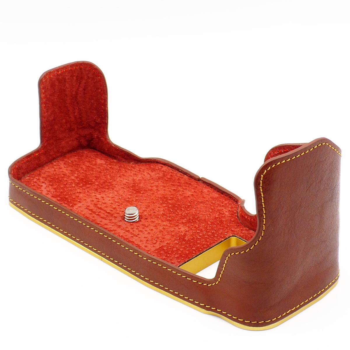 Nikon Df 専用 ボディケース [Martin Duke] Red Brown Italian Leather & Metal Base 上質イタリアンレザーと華やかなベースプレート大人気_画像4