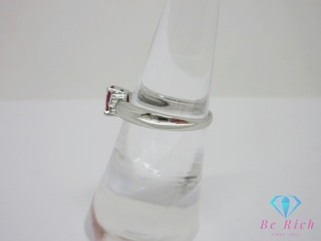 Pt900 プラチナ ルビー 0.55ct ダイヤモンド 0.10ct 付 デザイン リング 指輪 12号 メレ 宝石 ジュエリー 【中古】【送料無料】 th13517_画像2