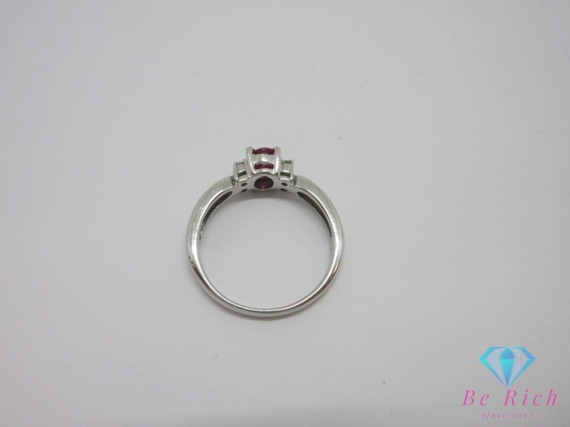 Pt900 プラチナ ルビー 0.55ct ダイヤモンド 0.10ct 付 デザイン リング 指輪 12号 メレ 宝石 ジュエリー 【中古】【送料無料】 th13517_画像3