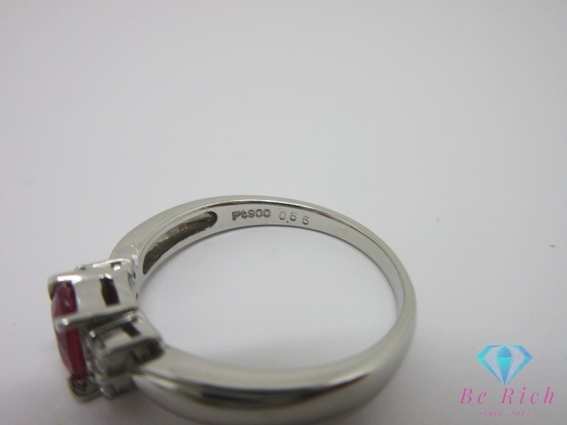 Pt900 プラチナ ルビー 0.55ct ダイヤモンド 0.10ct 付 デザイン リング 指輪 12号 メレ 宝石 ジュエリー 【中古】【送料無料】 th13517_画像4