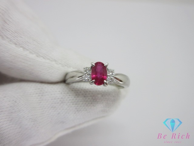 Pt900 プラチナ ルビー 0.55ct ダイヤモンド 0.10ct 付 デザイン リング 指輪 12号 メレ 宝石 ジュエリー 【中古】【送料無料】 th13517_画像6
