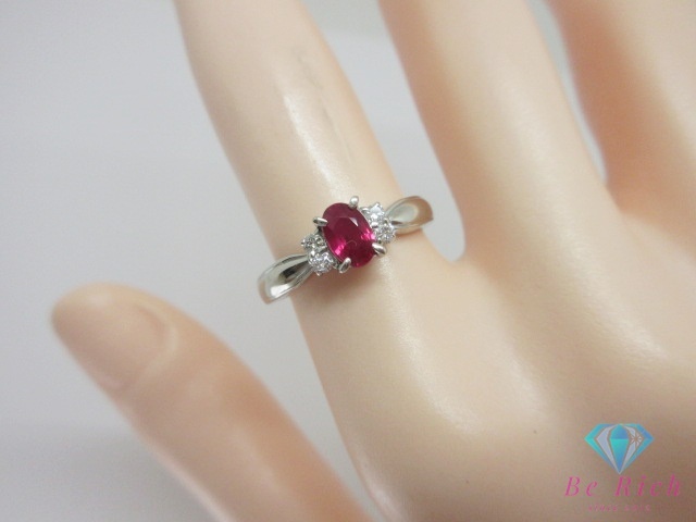 Pt900 プラチナ ルビー 0.55ct ダイヤモンド 0.10ct 付 デザイン リング 指輪 12号 メレ 宝石 ジュエリー 【中古】【送料無料】 th13517_画像7