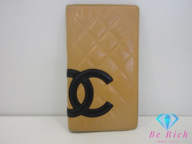 シャネル CHANEL 二つ折り 長財布 A26717 カンボン ライン ベージュ ラムスキン レザー ココマーク ロゴ ロング ウォレット【中古】bs4033_画像1
