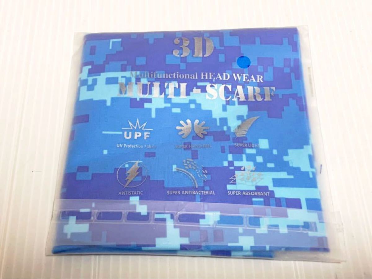 【送料無料】多機能チューブバンダナ ブルーデジタルカモ 新品未使用《フェイスマスク/ヘッドウェア/ネックウォーマー》_画像2