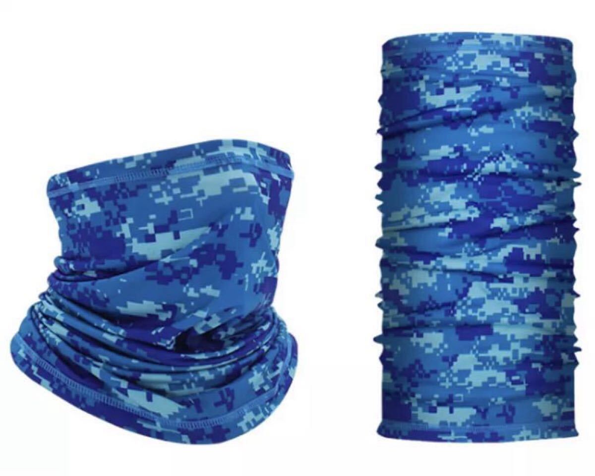 【送料無料】多機能チューブバンダナ ブルーデジタルカモ 新品未使用《フェイスマスク/ヘッドウェア/ネックウォーマー》_画像1