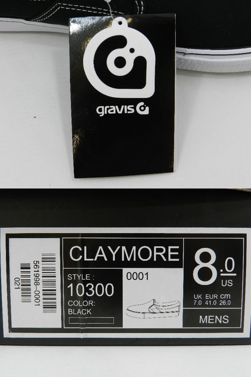 【タグ付/未使用】グラビス クレイモア ローカットスニーカー 26.0cm ブラック gravis 箱付き[B154U277]