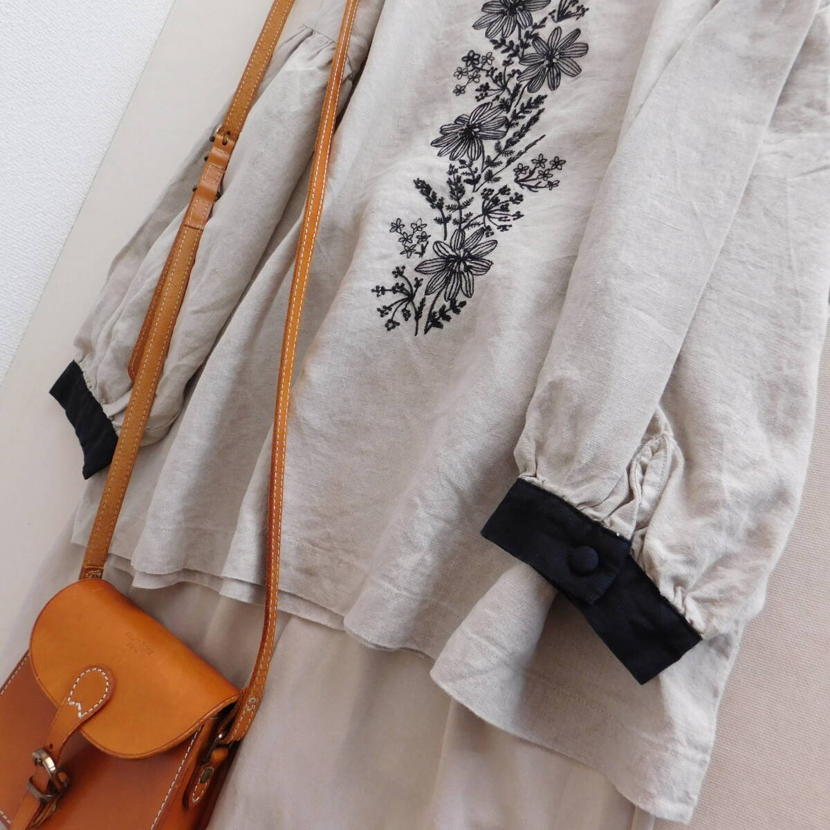 私の部屋★１回着★リネンブラウス★麻100★D814_画像4