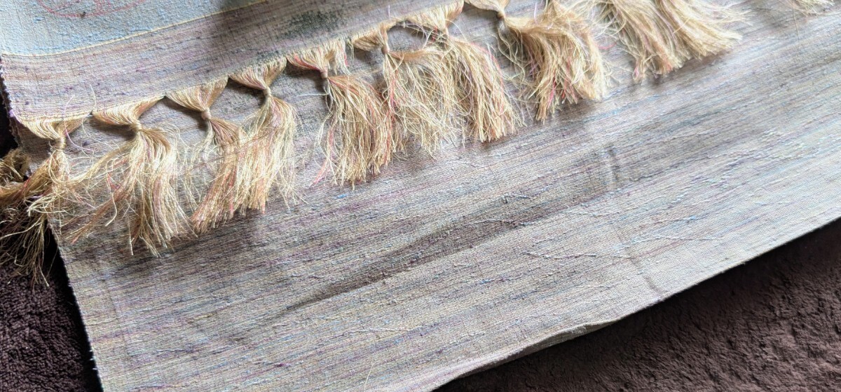 未使用 正絹 みのる紬 反物 生地 零智鼓鵜 山水 昭和中期 レトロ ヴィンテージ_画像4