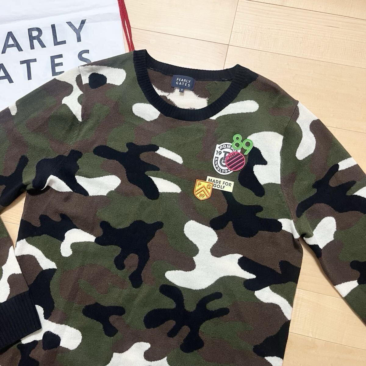 ★美品 パーリーゲイツ ワッペン カモフラニット セーター メンズ ★送料無料 正規品_画像5