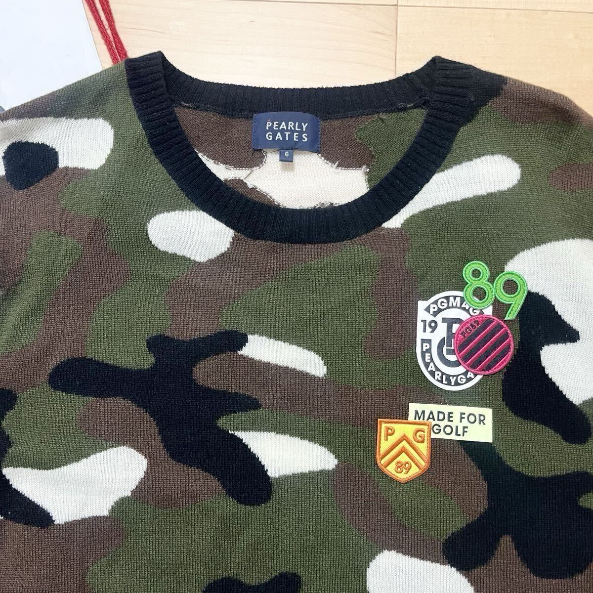 ★美品 パーリーゲイツ ワッペン カモフラニット セーター メンズ ★送料無料 正規品_画像6