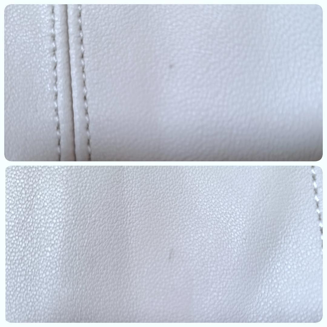 UNTITLED☆アンタイトル レザージャケット ライダース シングル ノーカラー フリルデザイン ラムレザー 羊革 本革 アイボリー 白系 2 M_画像8